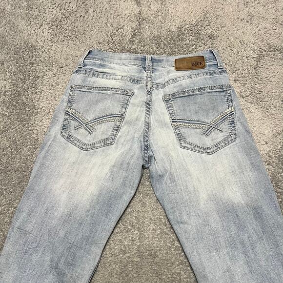 BKE Jeans Mens 28 (28x31) Alec Straight Thick Stitch Western Blue Denim Pant - Picture 6 of 12